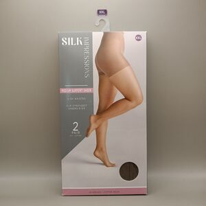 Silk Impressions Pantyhose XXL 2 Pack Medium Support Sheer High Waisted
